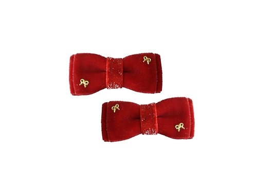 ribbons-mom 2pcs Ribbon hair clip Red Lucky collection Red Ribbon