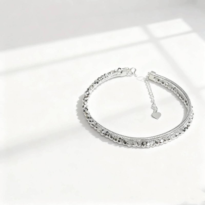 雙線條立體珠純銀手環 - 手鍊/手環 - 其他金屬 