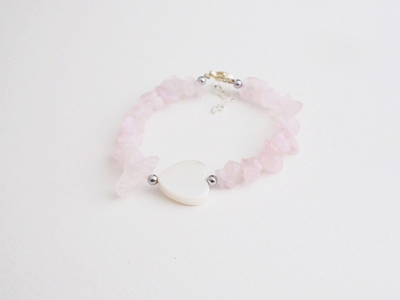 Pearl Heart & Coral Bracelet - Bracelets - Sterling Silver Pink