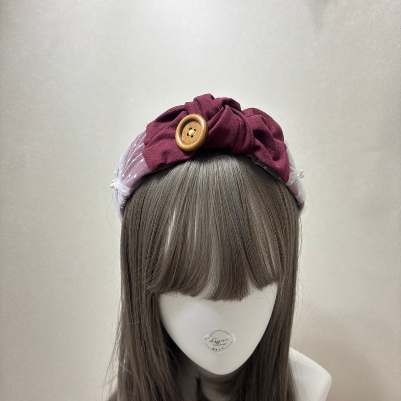 酒紅色 | 紗紗髮箍 - 髮夾/髮圈 - 棉．麻 多色