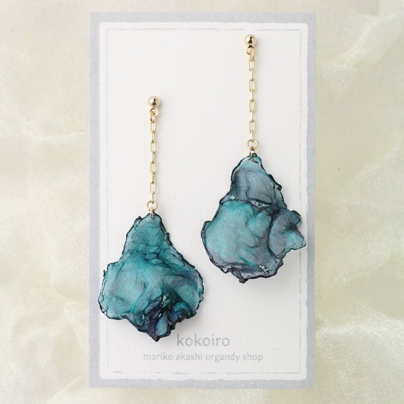 [Resale] Teal Organza Drop Earrings - ต่างหู - ไฟเบอร์อื่นๆ สีเขียว