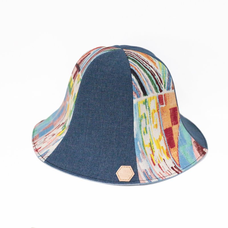 US JOJA│ color batik cloth sided x Japan old flower-shaped cap - Contract - หมวก - ผ้าฝ้าย/ผ้าลินิน หลากหลายสี
