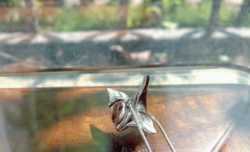 手折り折り鶴スターリングシルバーネックレスユニークな願い祝福健康彫刻バレンタインデーギフト - ネックレス - 金属 シルバー