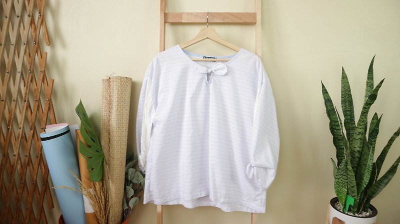 loose blouse with bow2.1 - เสื้อผู้หญิง - ผ้าฝ้าย/ผ้าลินิน 