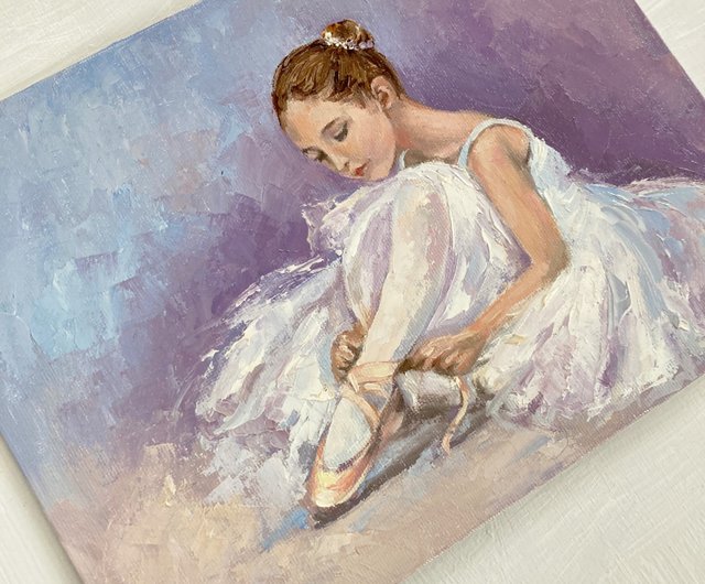人気推薦☆美品☆油絵 バレエを踊る女の子 装飾画｜美術品
