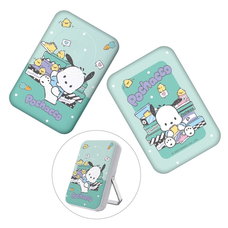 SANRIO-3 in 1 MagSafe 10000mAh Power Bank with Stand-POCHACCO - Chargers & Cables - Plastic Blue