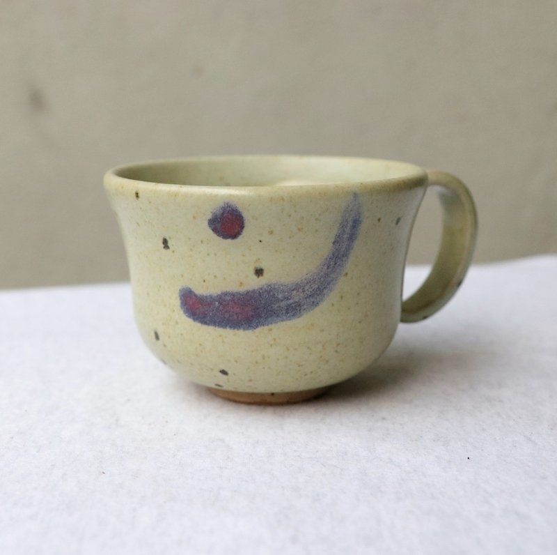 Gray glaze painted purple average small iron coffee cup - Mugs - Pottery Multicolor
