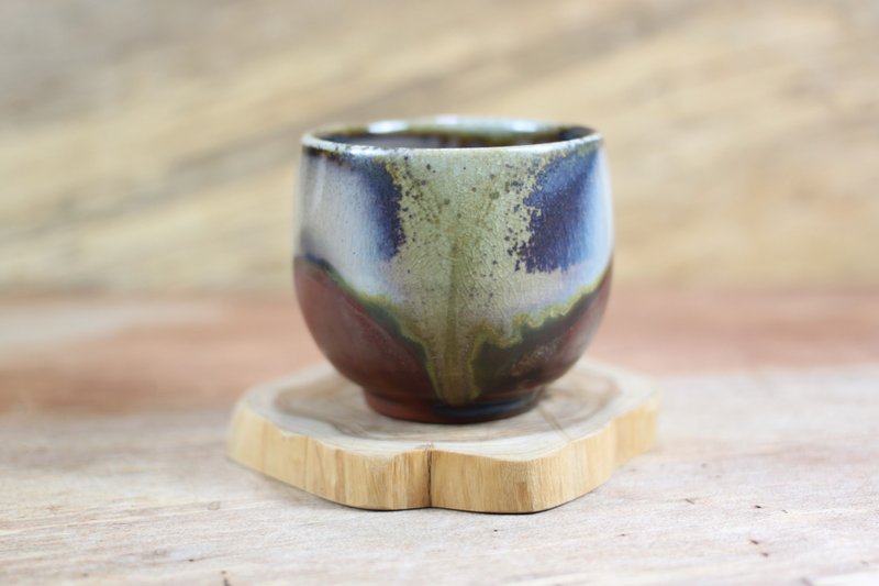 【台灣製造】天目釉 落灰 中圓柴燒茶杯 名家葉敏祥手工作品 - 茶壺/茶杯/茶具 - 陶 