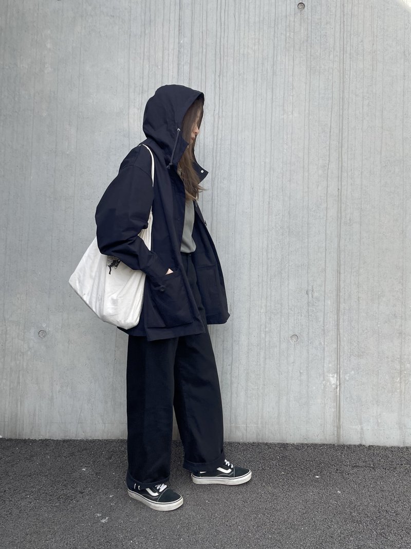日產棉柔大口袋帽兜短外套 JP soft cotton hoodie coat - 女大衣/外套 - 棉．麻 黑色