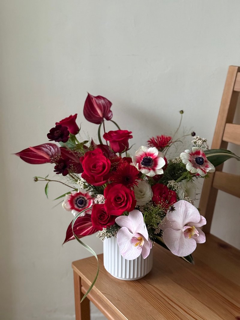 紅色系盆花 桌花 開幕花禮 鮮花 - 盆栽/植栽 - 植物．花 紅色