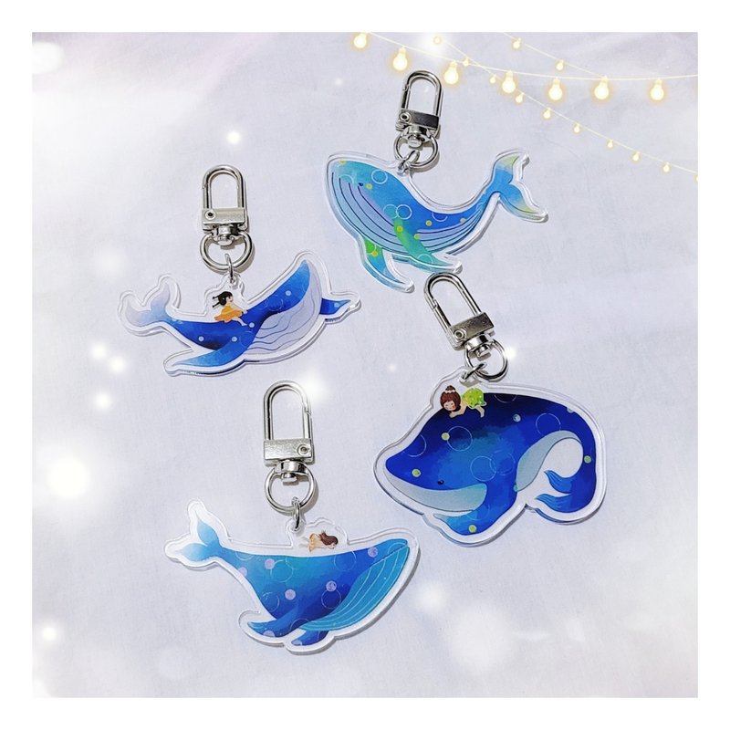 Healing whale keychain charm - Keychains - Acrylic Blue