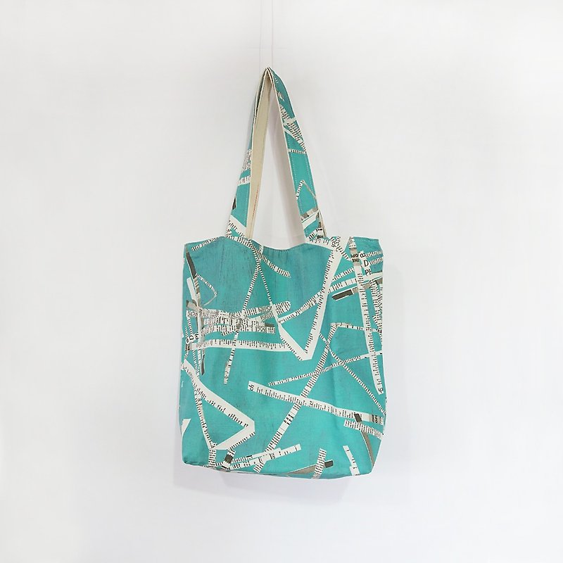 Water blue newspaper double - sided Tote bag only one - Handbags & Totes - Cotton & Hemp Blue