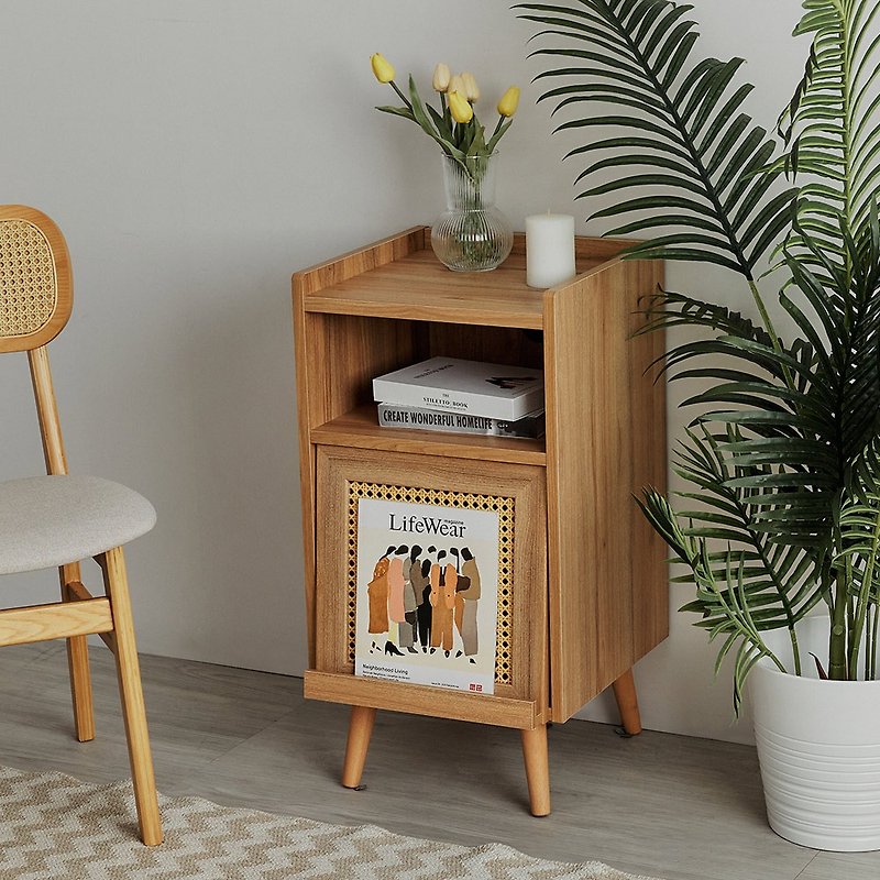 WOORI wooden vintage flip-top rattan bedside cabinet - Other Furniture - Wood Brown