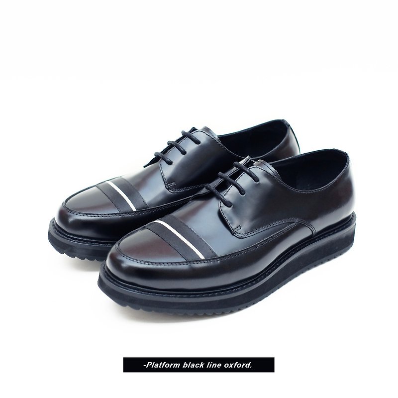 Aw/18 Lady Black line band oxford - Women's Leather Shoes - Genuine Leather Black