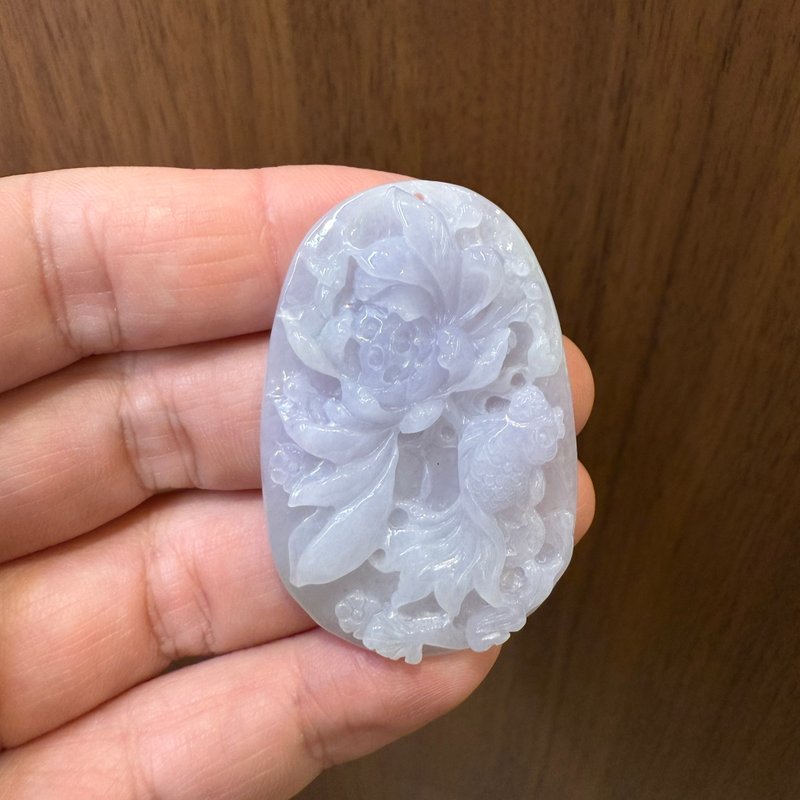 瀚玉珠寶 天然紫羅蘭翡翠 紫羅蘭蓮花牌 紫羅蘭帶綠 - 其他 - 玉石 