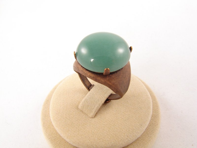 Green Aventurine Adjustable Ring Large Round Sage Mint Green Stone Jewelry Ring - General Rings - Semi-Precious Stones Green