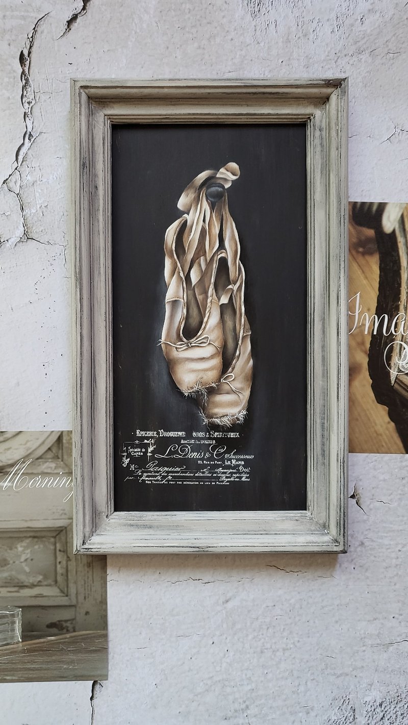手繪靜物芭蕾舞鞋長方框飾 - 掛牆畫/海報 - 木頭 