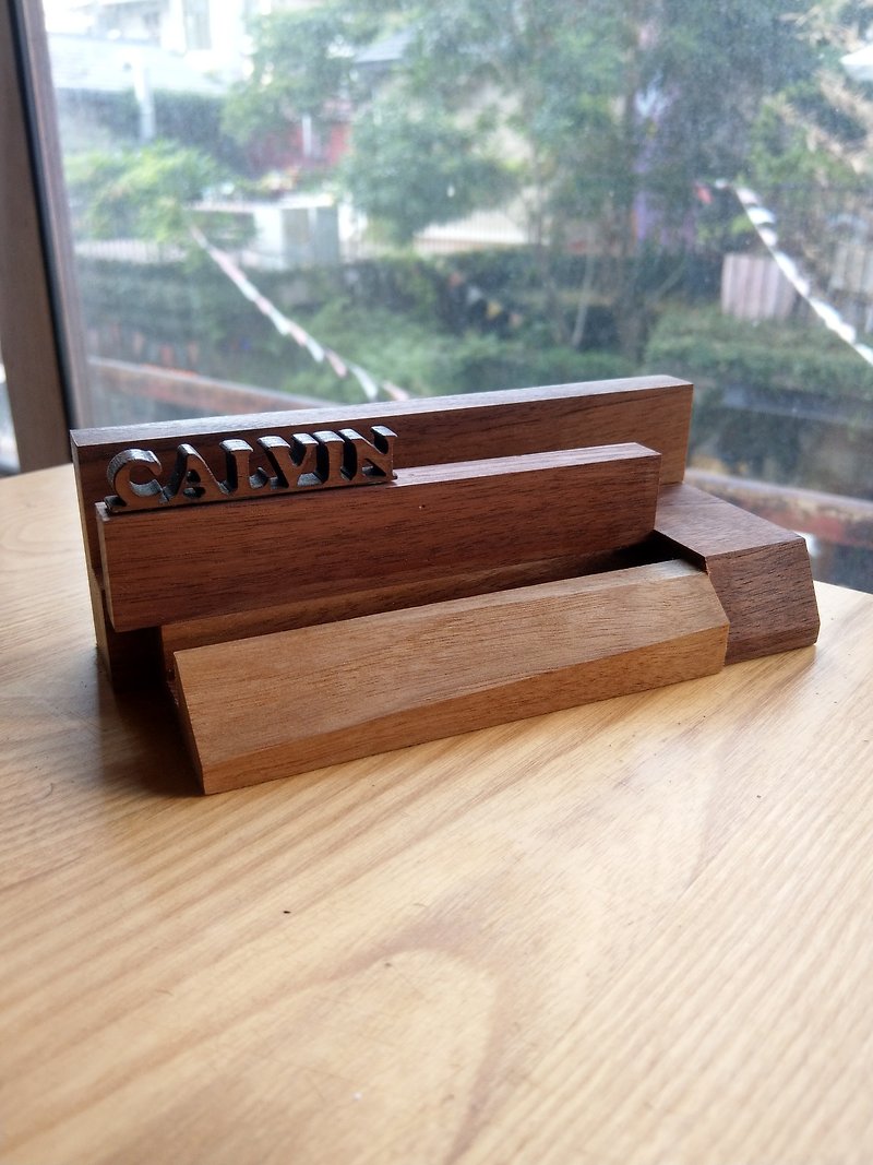 CL Studio [Modern and Simple-Geometric Style Wooden Phone Holder/Business Card Holder] N143 - ที่ตั้งบัตร - ไม้ สีนำ้ตาล