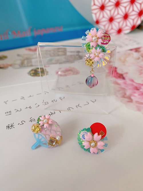 mail mail japanese 櫻花組合、耳環、耳夾