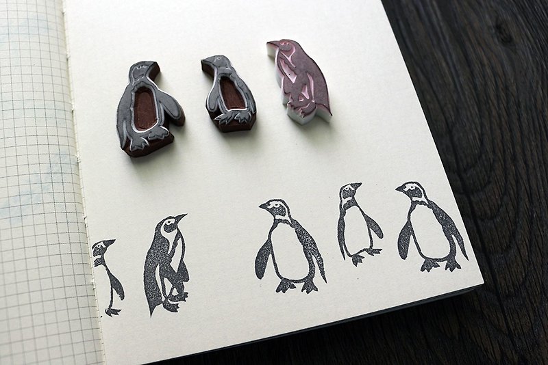 Apu手工章 写实风格可爱企鹅印章组 手帐印章 可单独购买 - 印章/印台 - 橡膠 