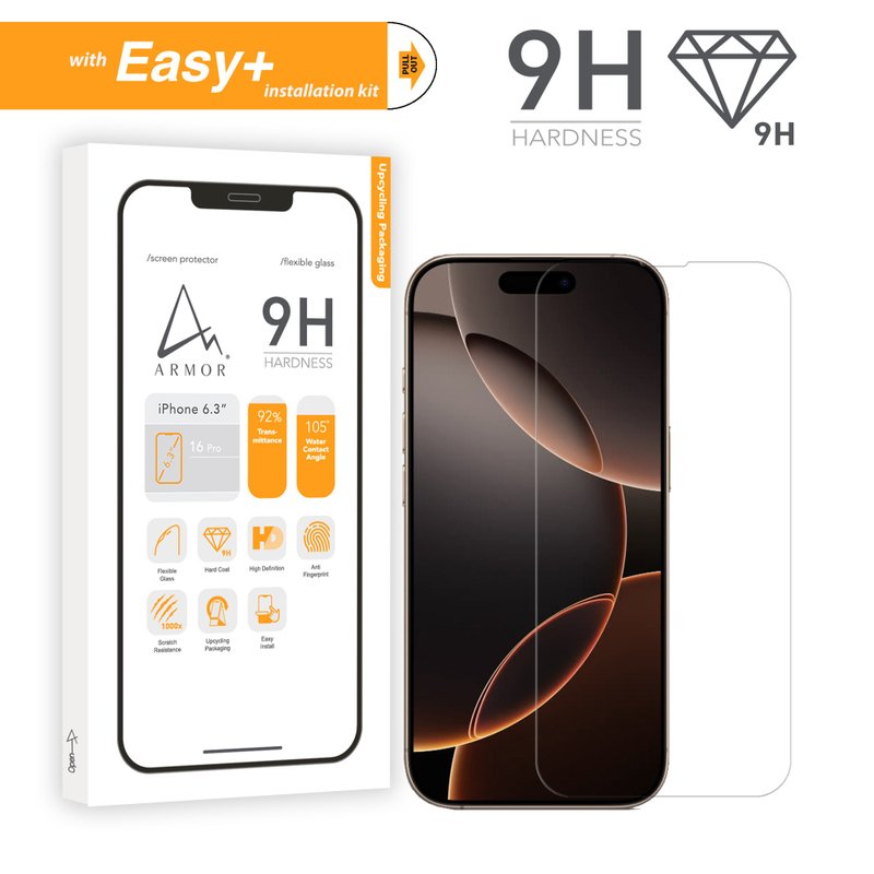 Flexible Glass Screen Protector for iPhone 16 Series, 9H with HD (With Easy+) - Phone Accessories - Other Materials 