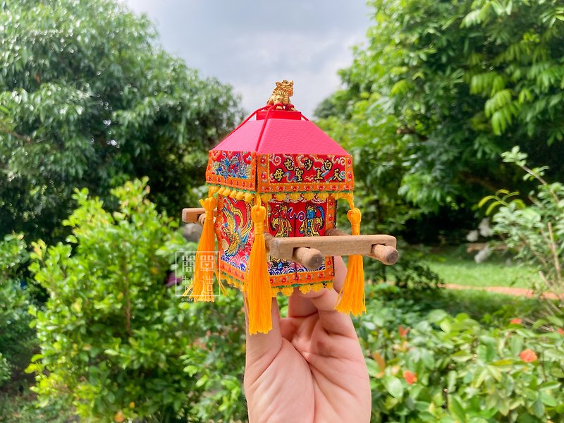 Authorized by Baishatun Mazu | Exquisite mini-mikoshi model_The Virgin in the sky at Gongtian Palace performs incense and goes around the grounds - ของวางตกแต่ง - ไม้ หลากหลายสี