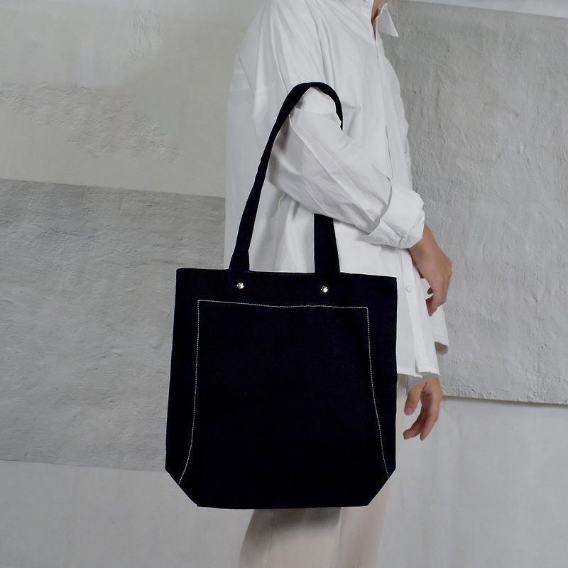 Straight Tote Bag ∣ Handbag ∣ Shoulder Bag (L) - Handbags & Totes - Cotton & Hemp Black