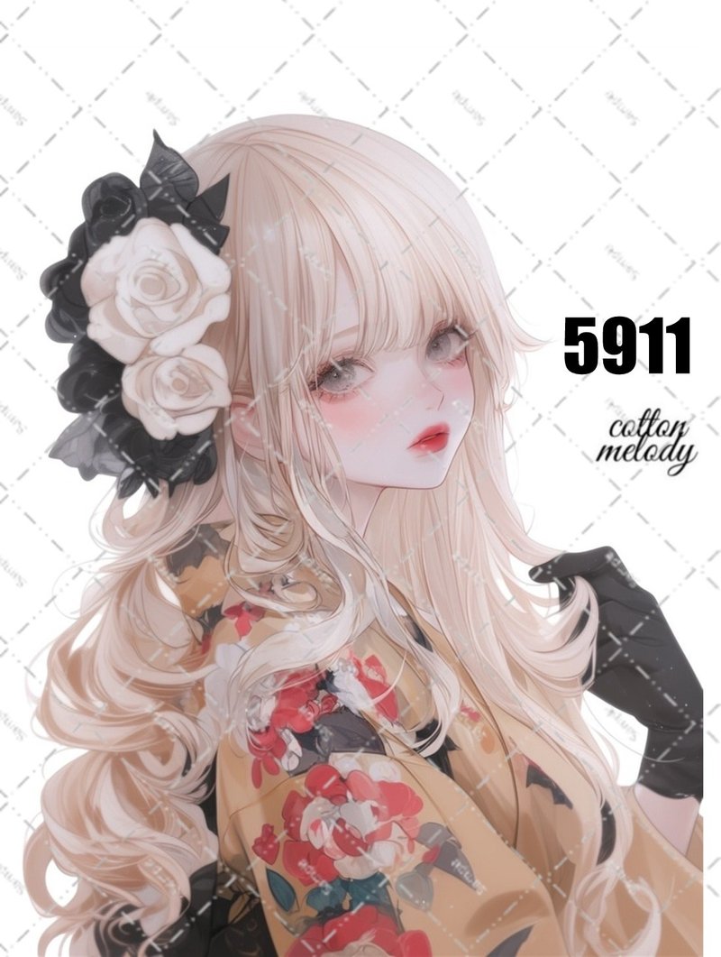 original sticker no.5911 人物ステッカー オリジナルステッカー 人物ステッカー 女の子ステッカー オリジナル人物ステッカー - 貼紙 - 紙 