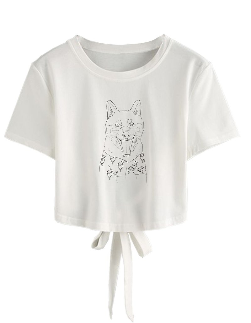Hong Kong designer brand BLIND by JW back knot shirt - Chai dog - Women's Tops - Cotton & Hemp 