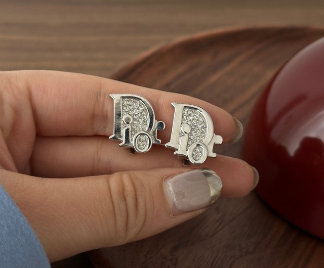 ヴィンテージアクセサリー DIOR ディオール ラインストーンロゴピアス