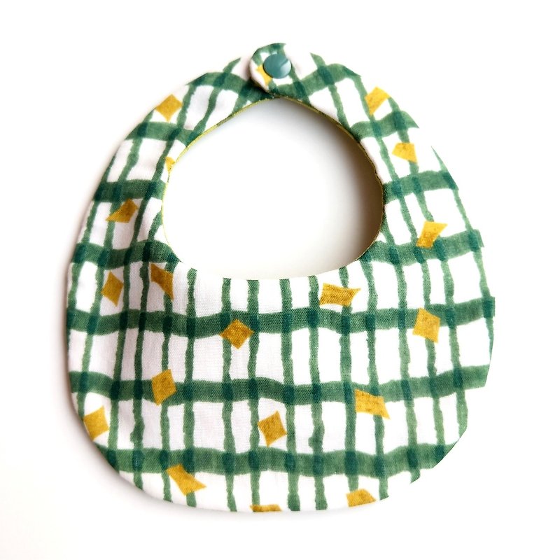 Six-layer yarn bib pocket - tea green gold foil x matcha pearl - Bibs - Cotton & Hemp 