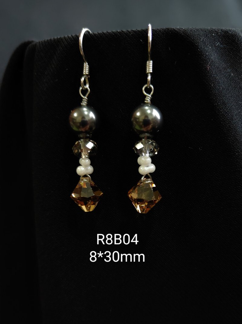 *我是設計*R8B04施華洛世奇水晶.珍珠耳環 - 耳環/耳夾/耳骨夾 - 水晶 