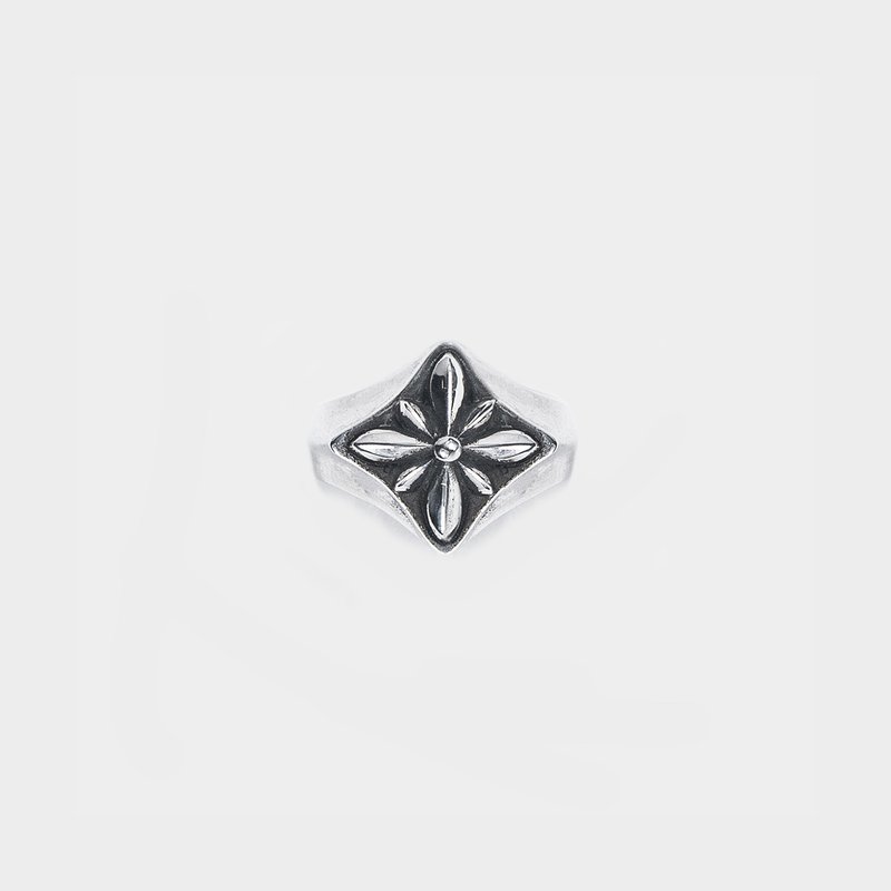 Floral Rhombus Ring - 戒指 - 純銀 