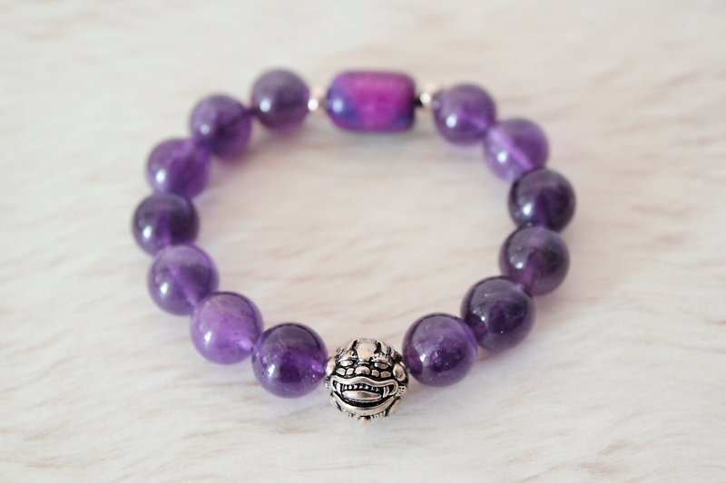 925純銀貔貅  紫水晶手鍊 - 手鍊/手環 - 寶石 紫色