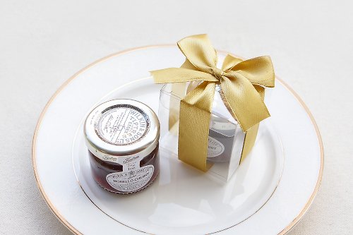 幸福朵朵 婚禮小物 花束禮物 甜蜜蜜 透明盒裝 英國Tiptree果醬小禮盒 (金色緞帶)