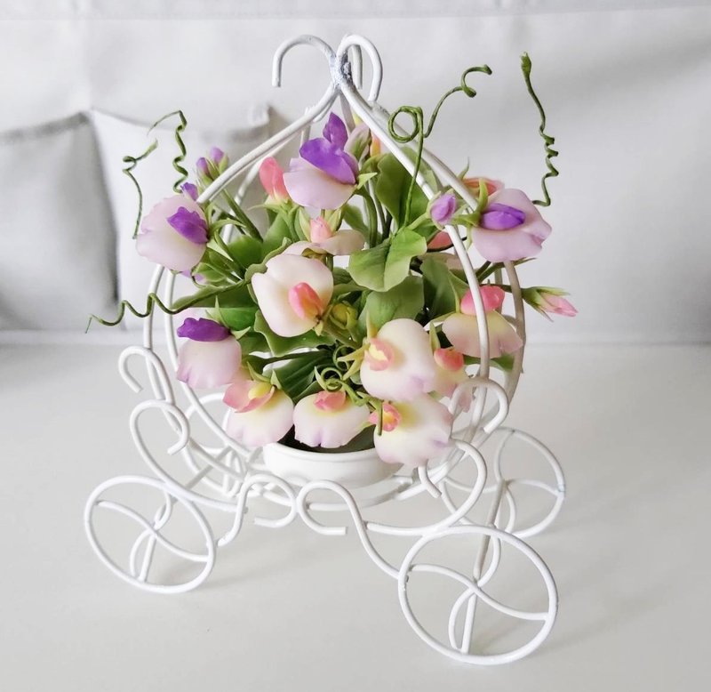 黏土手作 ATO46 豌豆花馬車 - 擺飾/家飾品 - 其他材質 