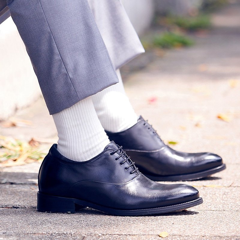 Vanger gentry and high. Plain increase Oxford leather shoes Va224 black - รองเท้าลำลองผู้ชาย - หนังแท้ สีดำ