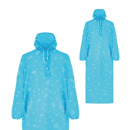 TDN 雙龍日系方塊反光安全雨衣超輕套式雨衣 環保太空雨衣(水漾藍)