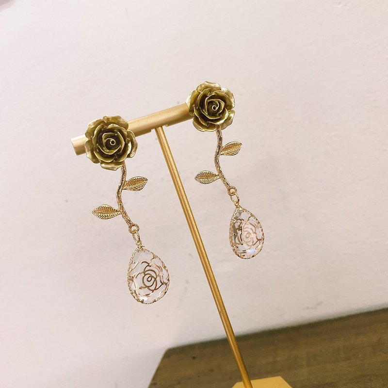 SaWa rose gold rose women&#39;s earrings/ Clip-On
