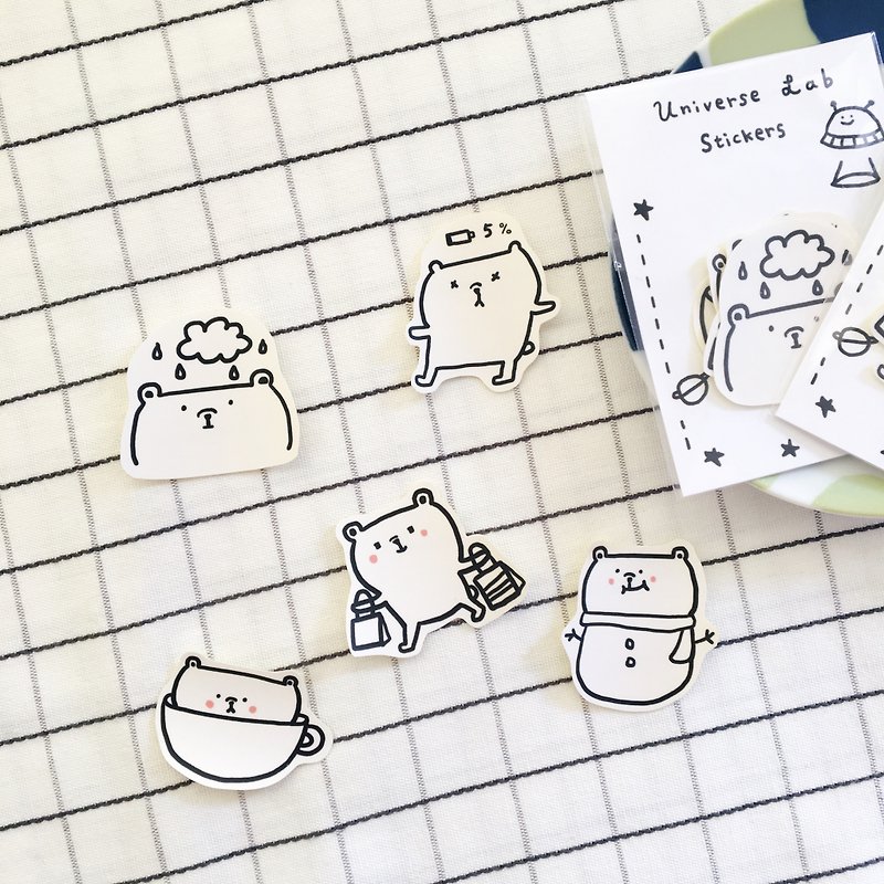 White Bear Daily (贰) Sticker Bag / 5 In - Stickers - Paper Multicolor