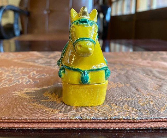 老日本二代中村翠嵐交趾干支生肖香合午馬共箱/共布無二會所