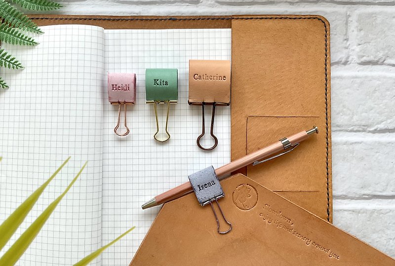 Customised leather stationery clip Office use Study tools