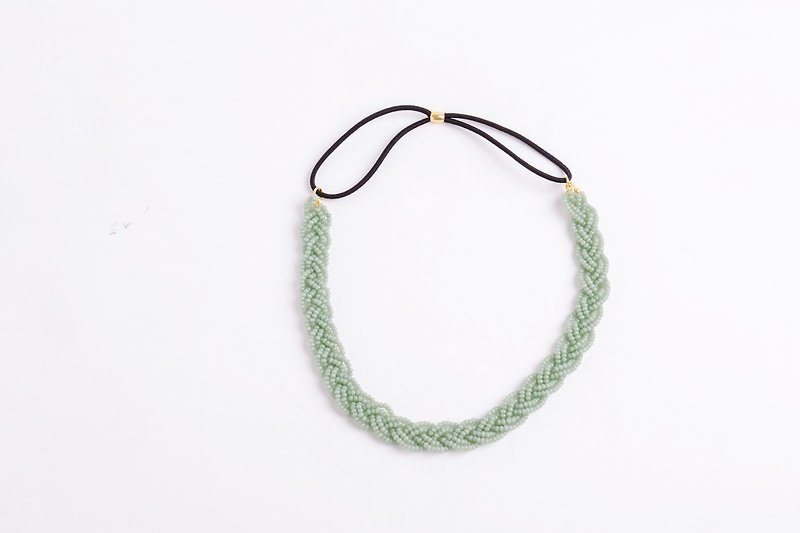 beads headband　jade - เครื่องประดับผม - ยาง สีเขียว