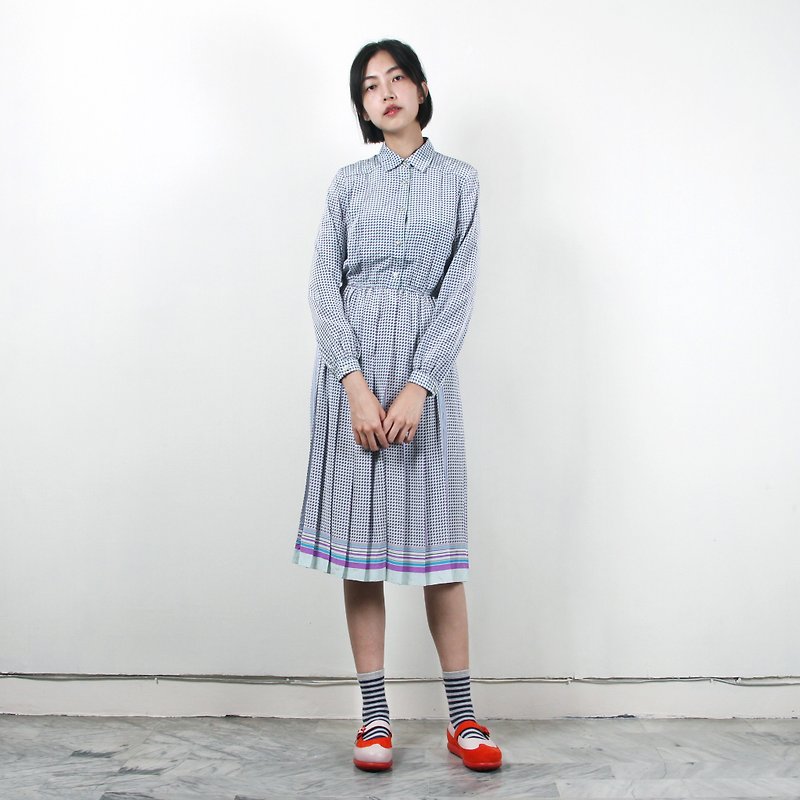 [Egg plant ancient] lily of the valley color printing long-sleeved pleated ancient dress - One Piece Dresses - Polyester Purple