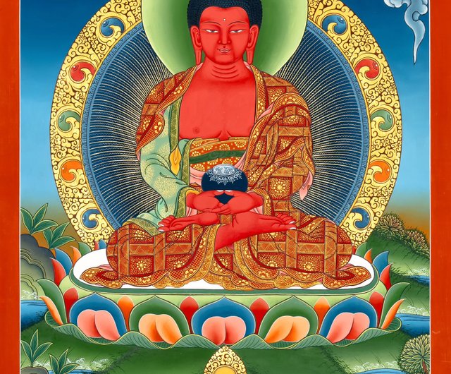 阿弥陀仏タンカ 神聖なチベット美術 神とのつながり - ショップ