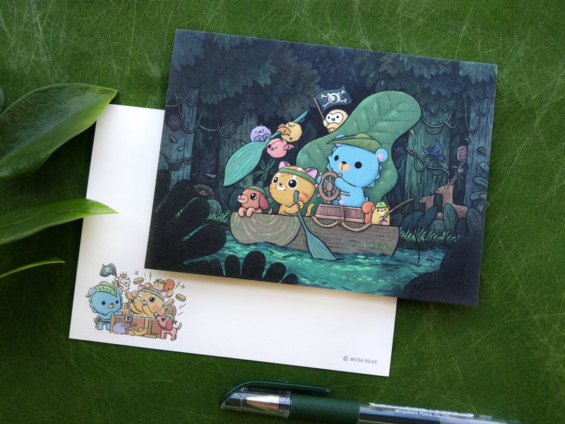 -Mosabear-原創明信片-森林探險隊 - 卡片/明信片 - 紙 綠色