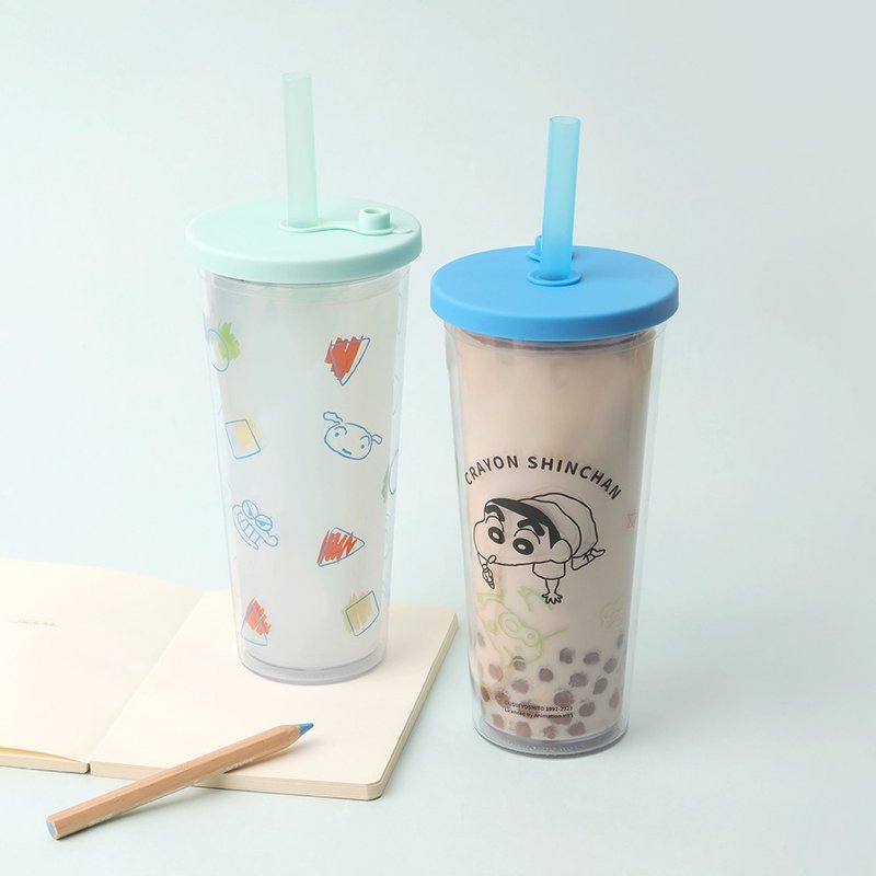 クレヨンしんちゃん 二重透明ストローカップ ドリンクカップ パールミルクティーカップ タンブラー エコカップ 正規品 - その他のカップ - プラスチック 多色