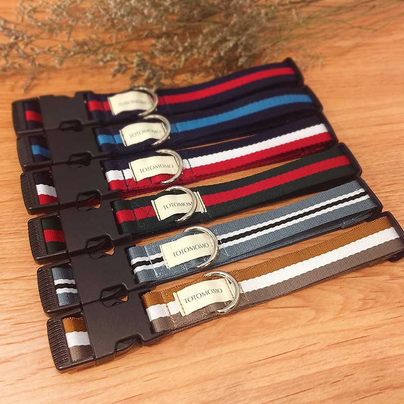 6 colors elegant striped dog collar - ปลอกคอ - ผ้าฝ้าย/ผ้าลินิน หลากหลายสี