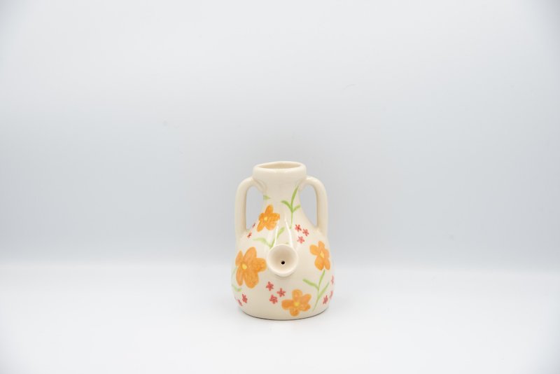 Vase Bong Ceramic Orange Flowers - 花瓶/陶器 - 陶 橘色