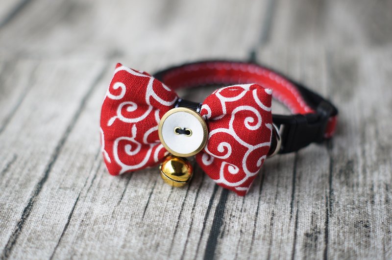 Cat Collar Collar Classical Tang - ปลอกคอ - ผ้าฝ้าย/ผ้าลินิน สีแดง